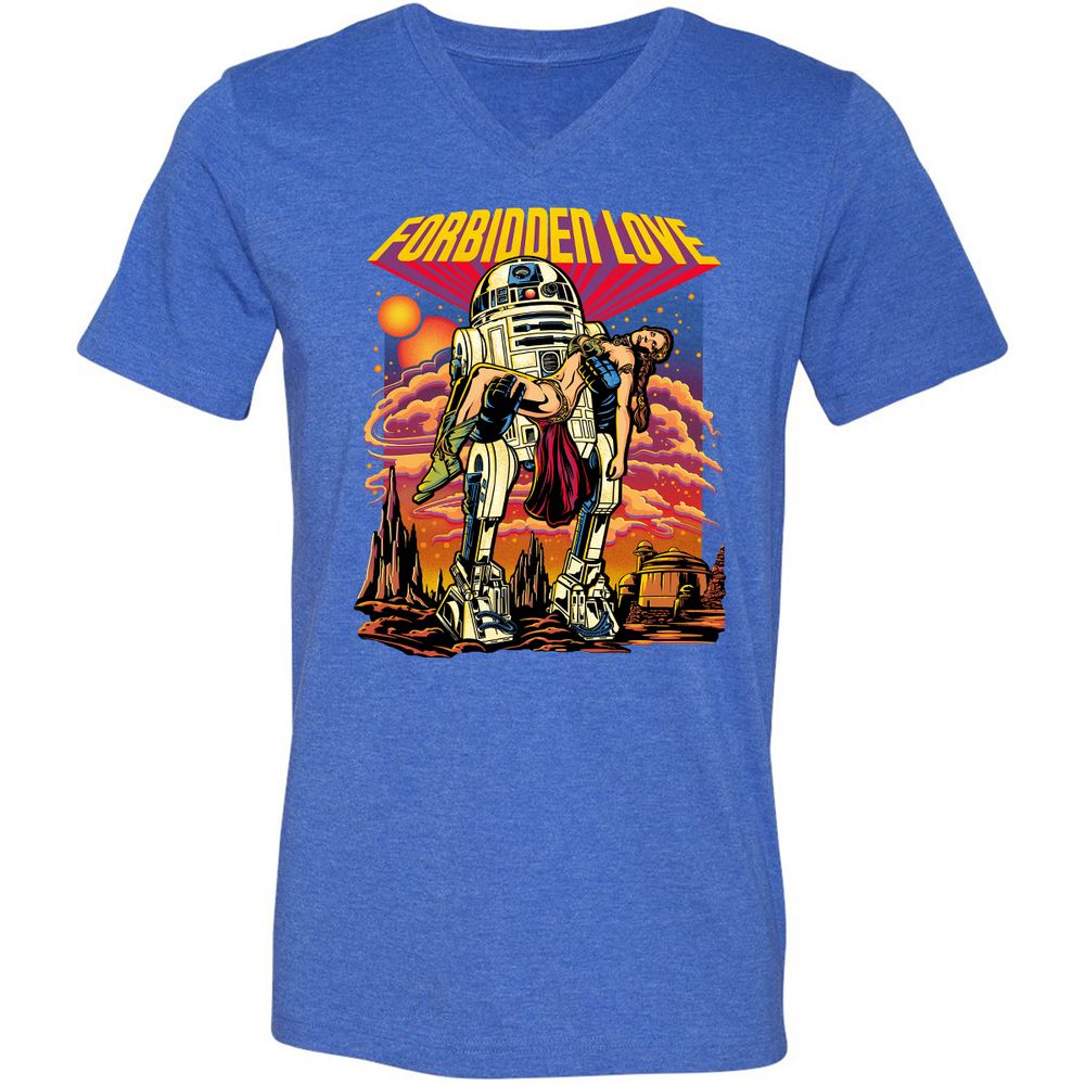 Unisex V-Neck T-Shirt - 52Q8M3QB - Heather True Royal - 14