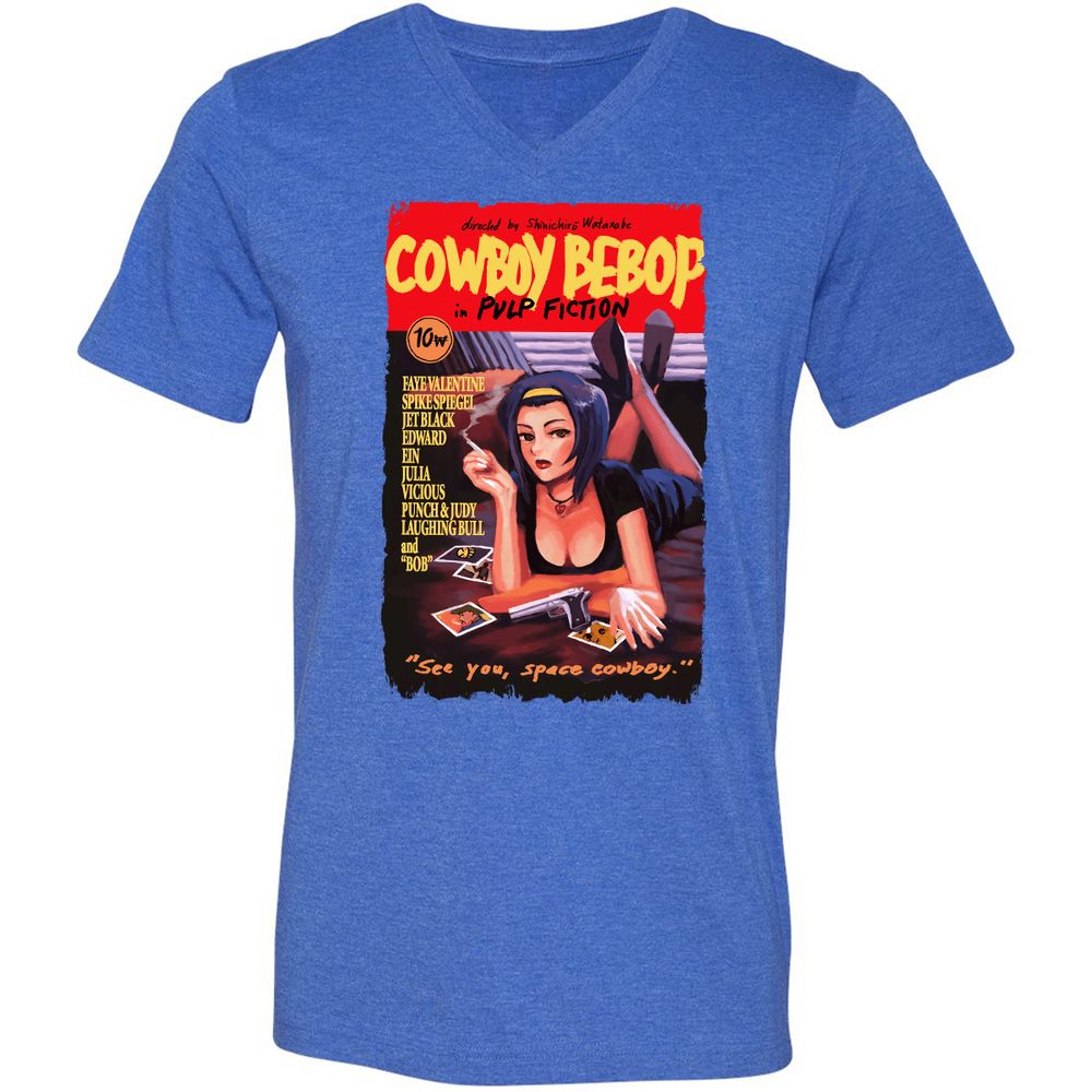 Unisex V-Neck T-Shirt - 9GMGYTK6 - Heather True Royal - 14