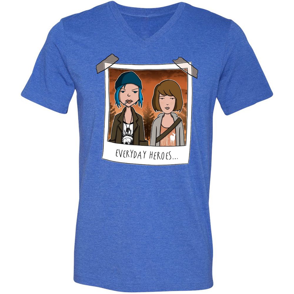 Unisex V-Neck T-Shirt - 153JYP8S - Heather True Royal - 14