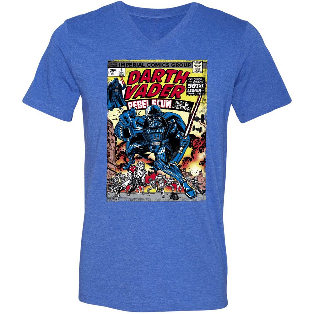 Unisex V-Neck T-Shirt - SB6UK3FJ - Heather True Royal - 14