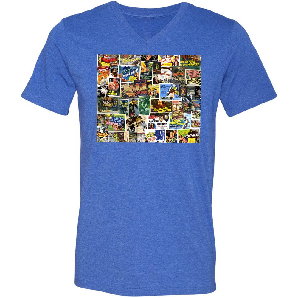 Unisex V-Neck T-Shirt - ZB6U65SP - Heather True Royal - 14