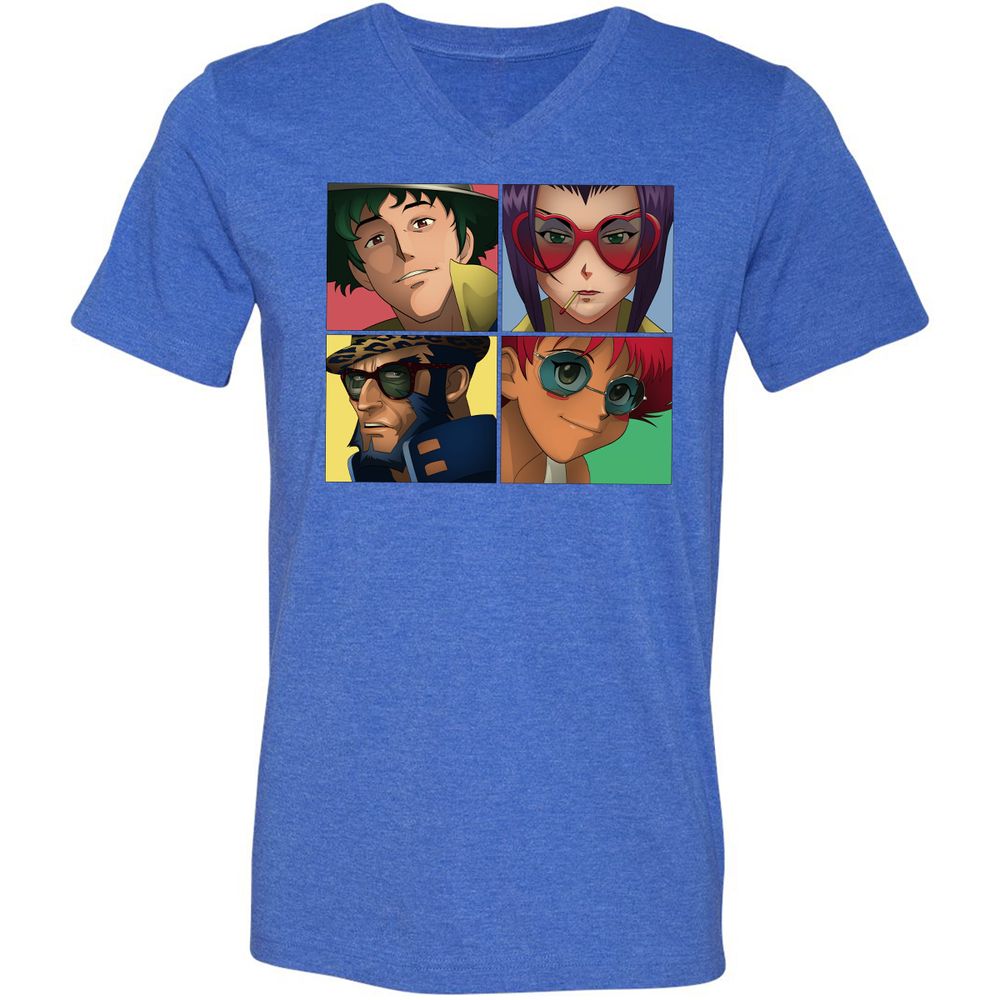 Unisex V-Neck T-Shirt - JGVQJMP5 - Heather True Royal - 14