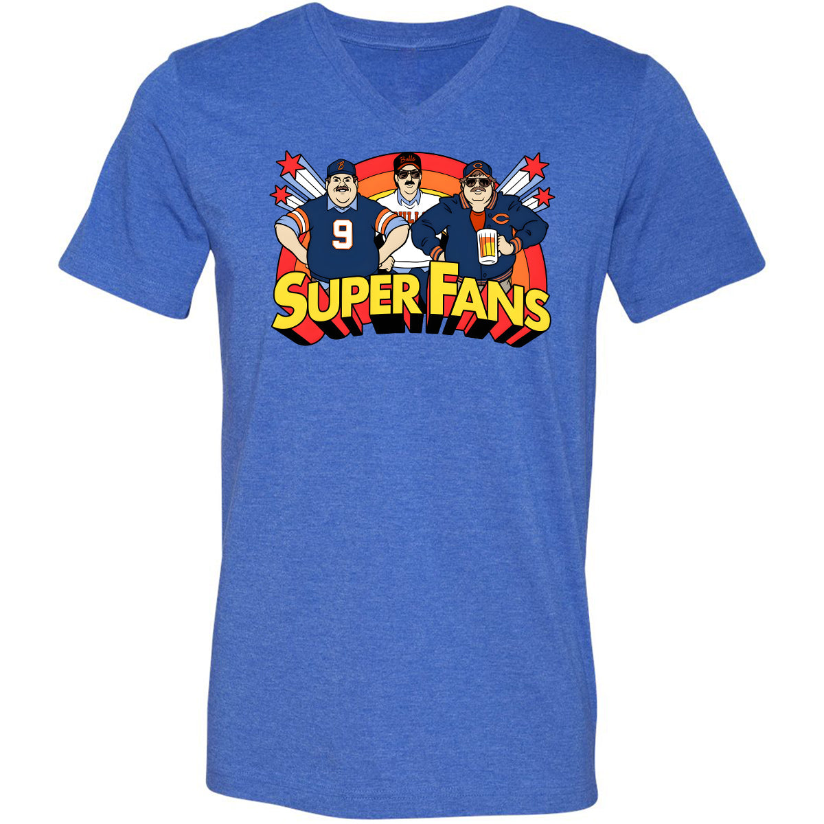 Unisex V-Neck T-Shirt - VUG7DDZ8 - Heather True Royal - 14