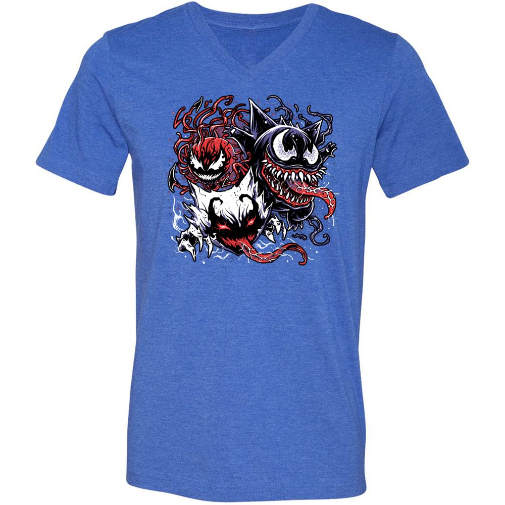 Unisex V-Neck T-Shirt - SDHWQ7HV - Heather True Royal - 14