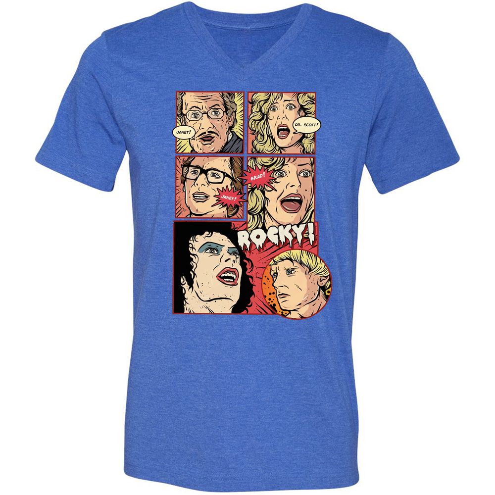 Unisex V-Neck T-Shirt - YL2EF6FS - Heather True Royal - 14