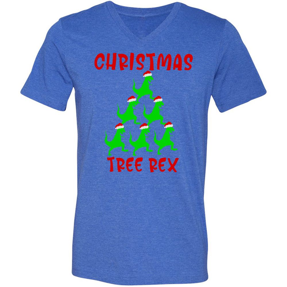 Unisex V-Neck T-Shirt - C3E4S3SF - Heather True Royal - 14