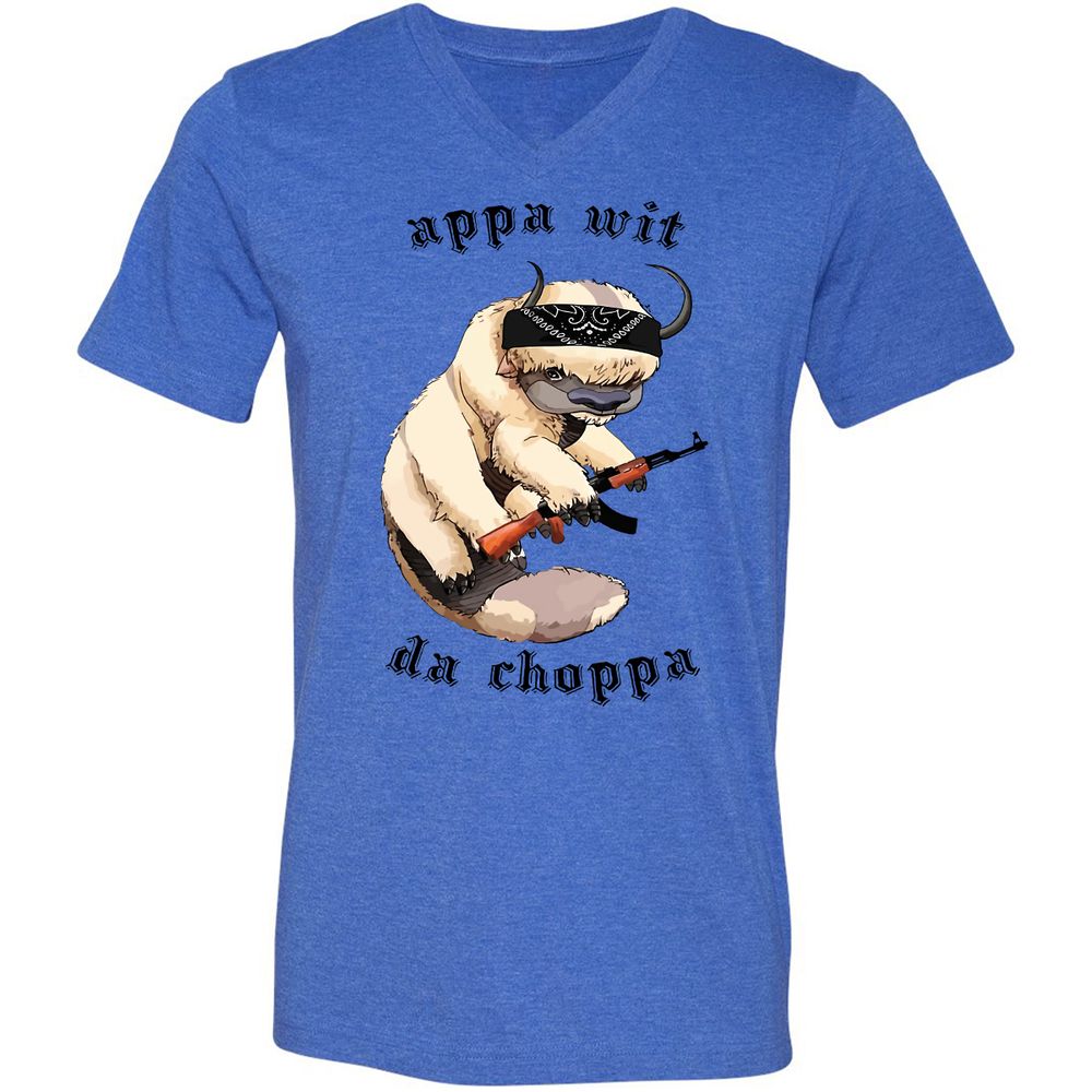 Unisex V-Neck T-Shirt - HJMVTPTS - Heather True Royal - 14