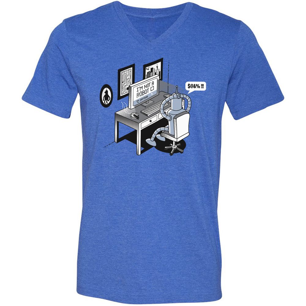 Unisex V-Neck T-Shirt - T6VA6F1U - Heather True Royal - 14