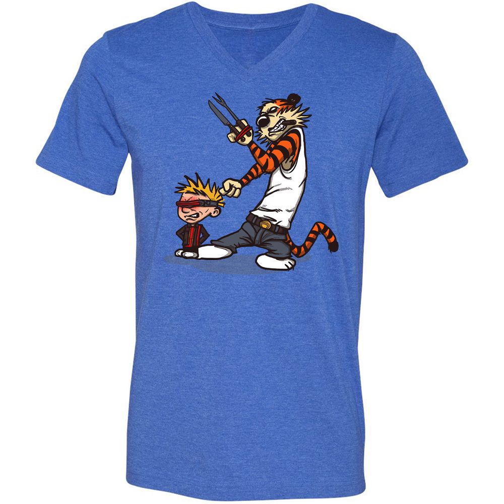 Unisex V-Neck T-Shirt - RN1JW1YU - Heather True Royal - 14