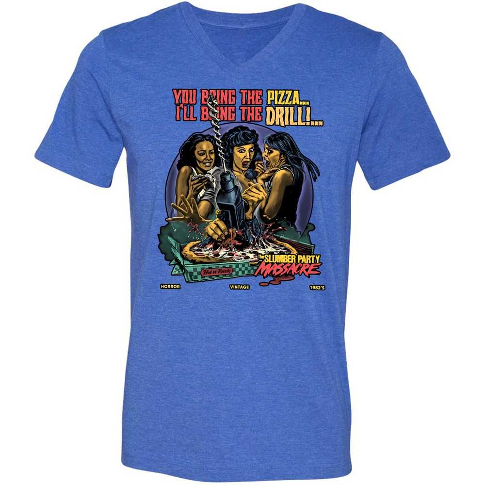 Unisex V-Neck T-Shirt - ZZU44RUV - Heather True Royal - 14