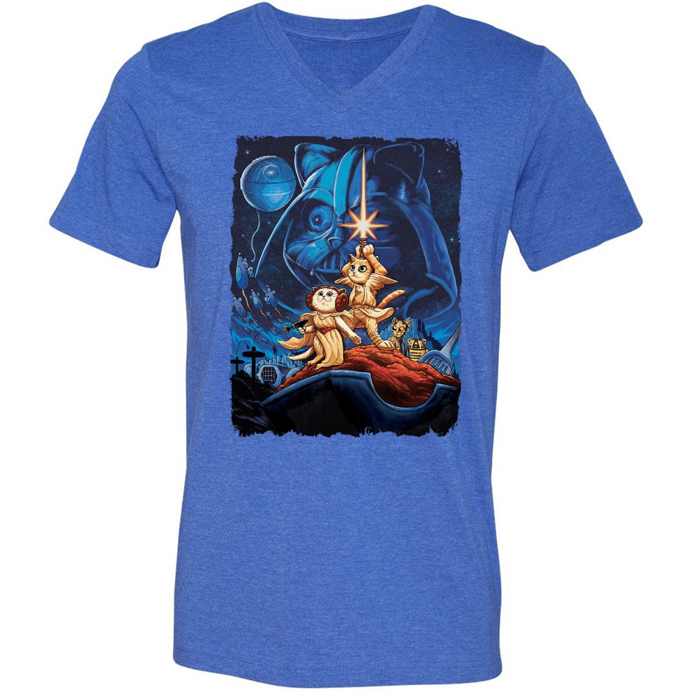 Unisex V-Neck T-Shirt - B71DVW8Z - Heather True Royal - 14