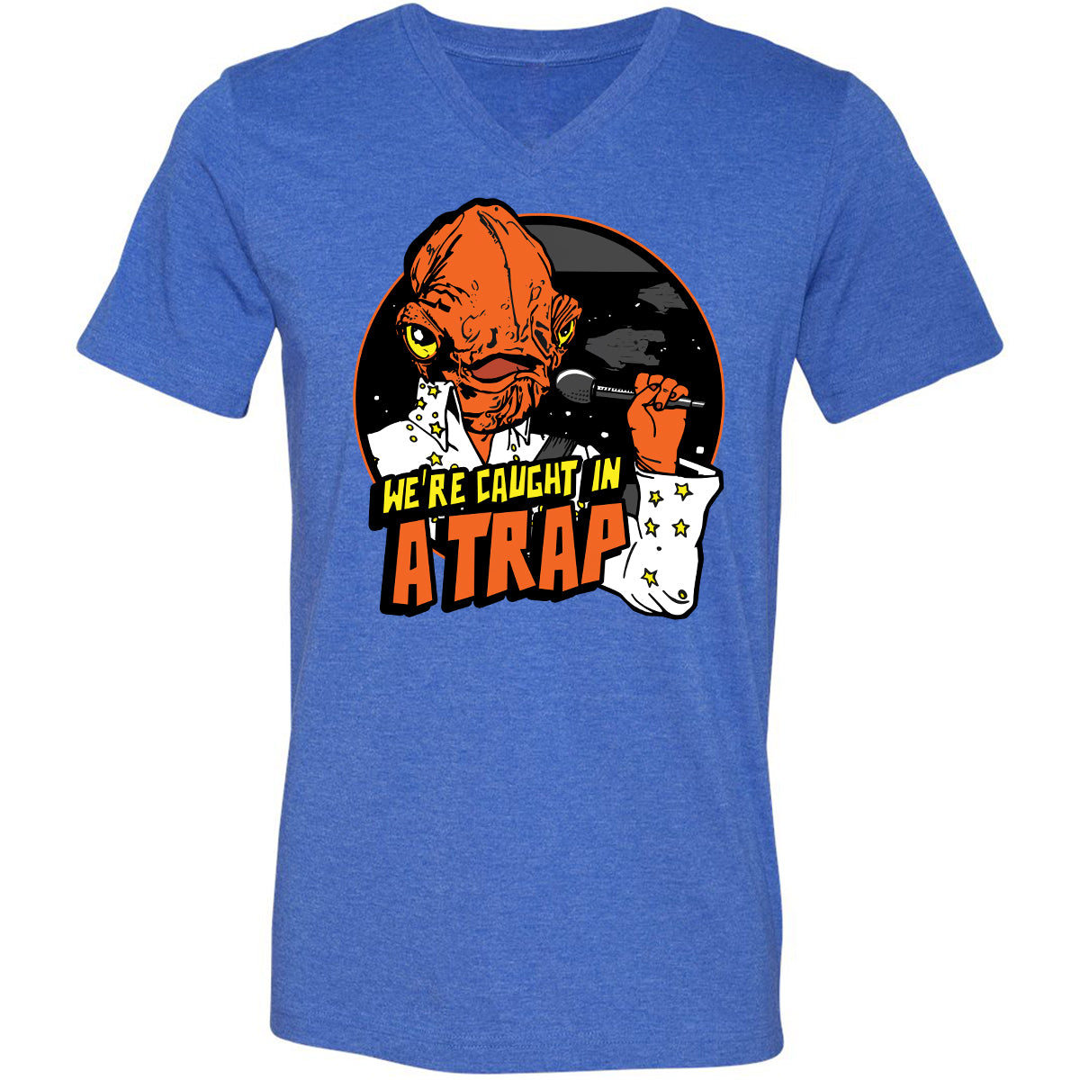 Unisex V-Neck T-Shirt - QXH12TQ2 - Heather True Royal - 14