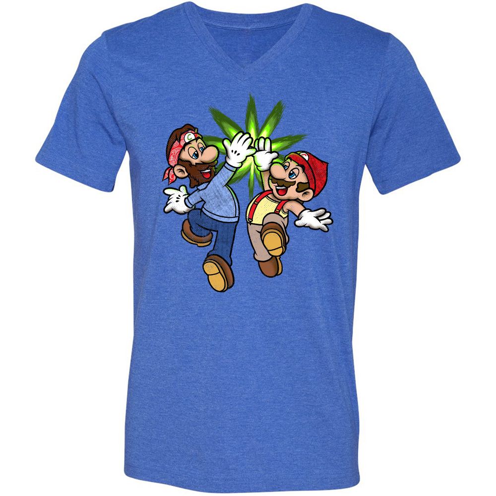 Unisex V-Neck T-Shirt - HKUP1CQE - Heather True Royal - 14