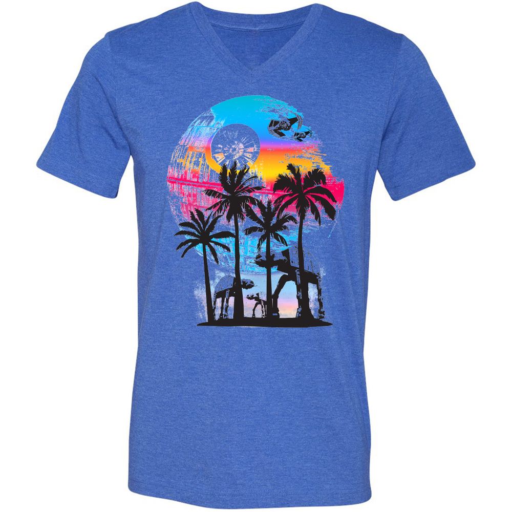 Unisex V-Neck T-Shirt - R7YBZ4DN - Heather True Royal - 14