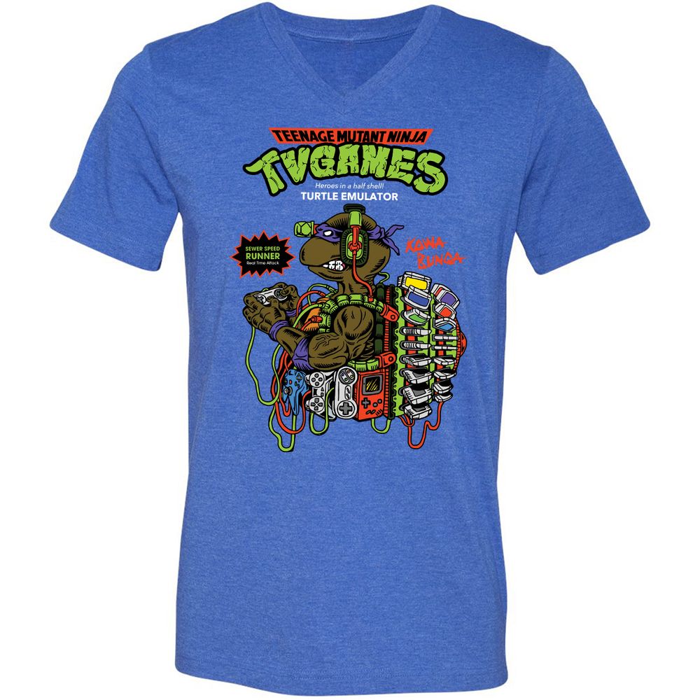 Unisex V-Neck T-Shirt - ADB2KW14 - Heather True Royal - 14