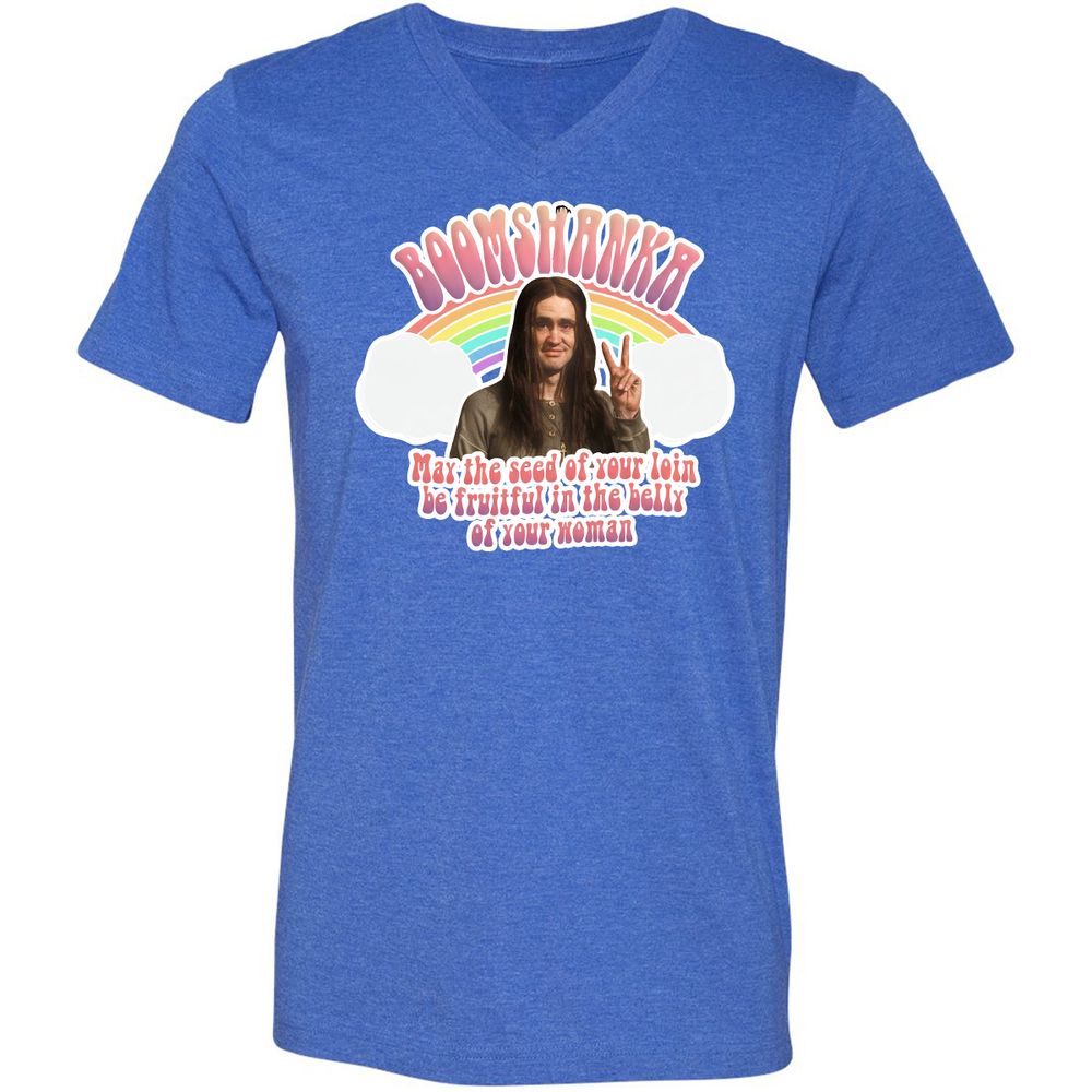 Unisex V-Neck T-Shirt - QANN7MK3 - Heather True Royal - 14
