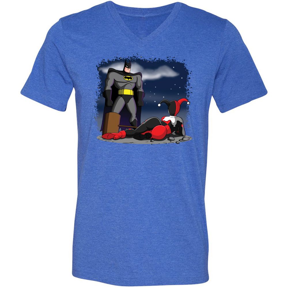 Unisex V-Neck T-Shirt - 53UP6J9Y - Heather True Royal - 14