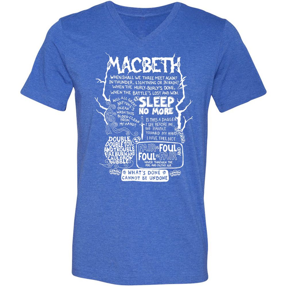 Unisex V-Neck T-Shirt - YE35DLUN - Heather True Royal - 14