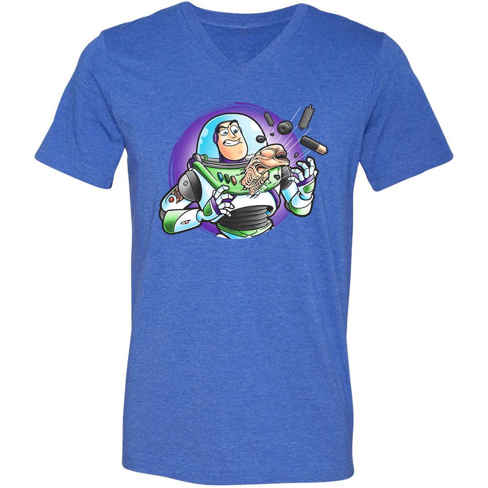 Unisex V-Neck T-Shirt - WGDGBRFN - Heather True Royal - 14