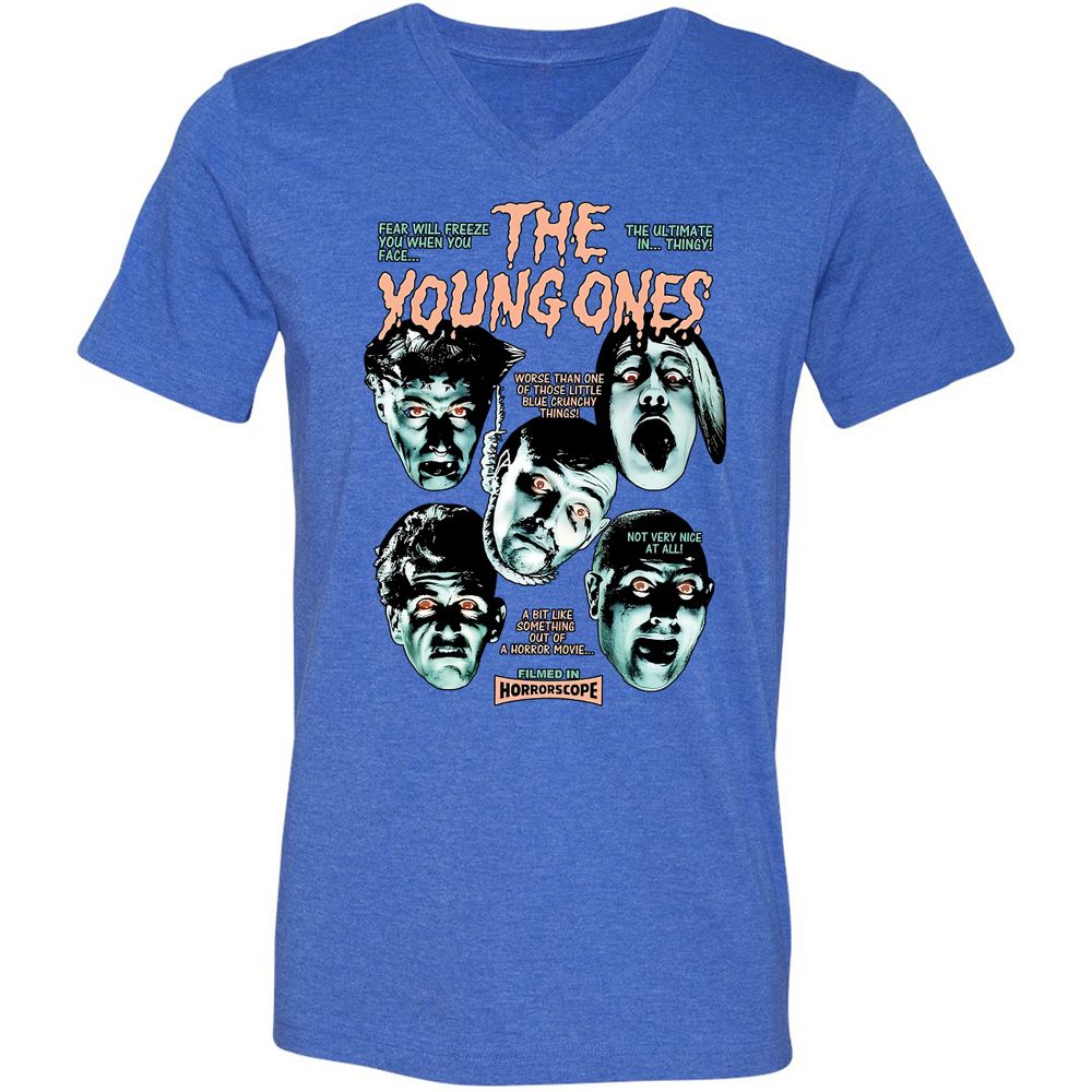 Unisex V-Neck T-Shirt - VE9N6FGU - Heather True Royal - 14