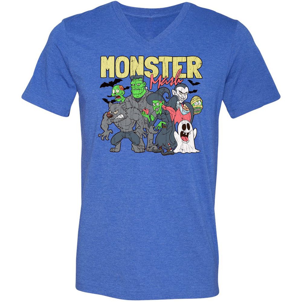 Unisex V-Neck T-Shirt - F5MWNDA2 - Heather True Royal - 14