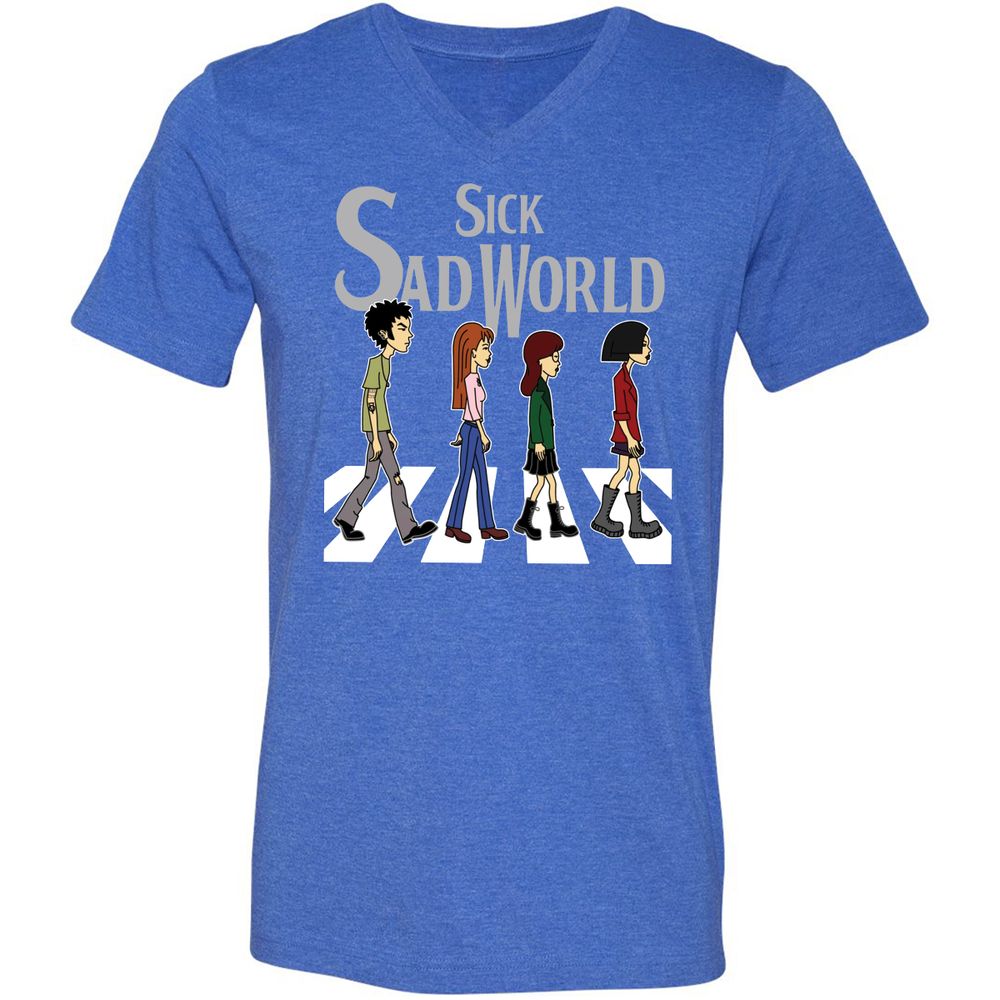 Unisex V-Neck T-Shirt - X9BUZHRT - Heather True Royal - 14