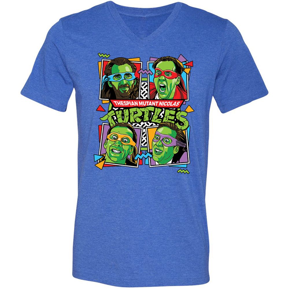 Unisex V-Neck T-Shirt - 5YAXW8UE - Heather True Royal - 14