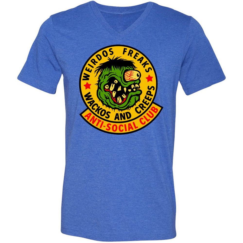 Unisex V-Neck T-Shirt - LLQJZC35 - Heather True Royal - 14