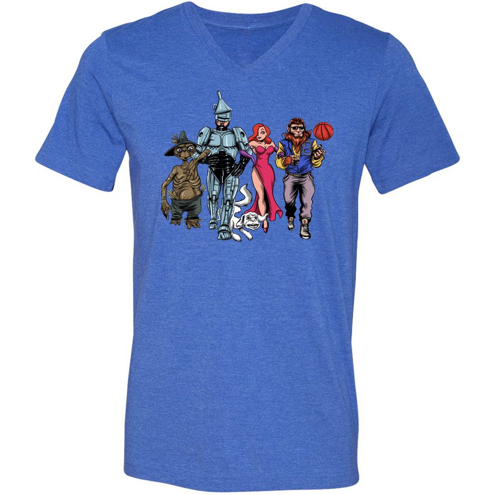 Unisex V-Neck T-Shirt - WKZJNMUW - Heather True Royal - 14