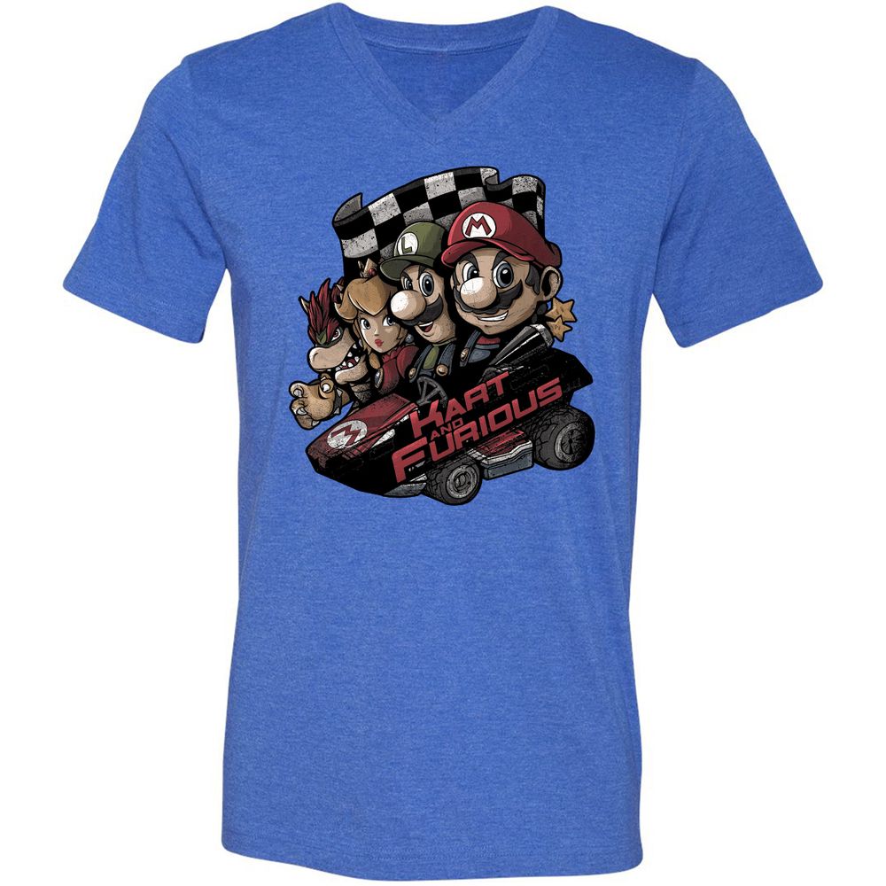 Unisex V-Neck T-Shirt - 6JBP9TWU - Heather True Royal - 14