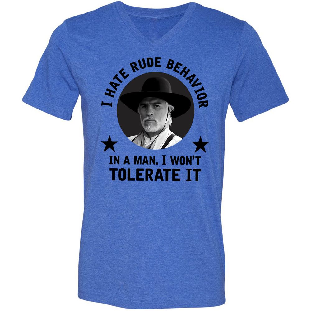 Unisex V-Neck T-Shirt - ERQY7DTT - Heather True Royal - 14