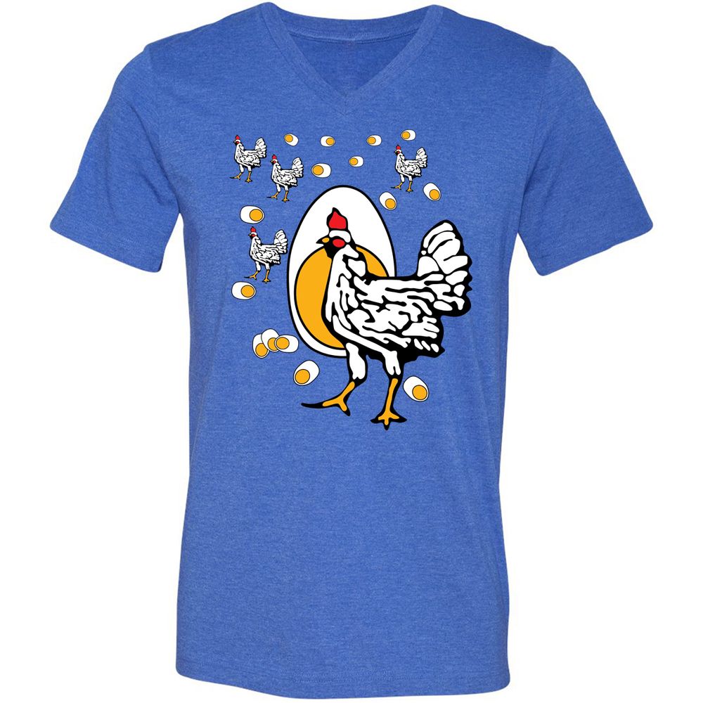 Unisex V-Neck T-Shirt - HEM4Y7J5 - Heather True Royal - 14