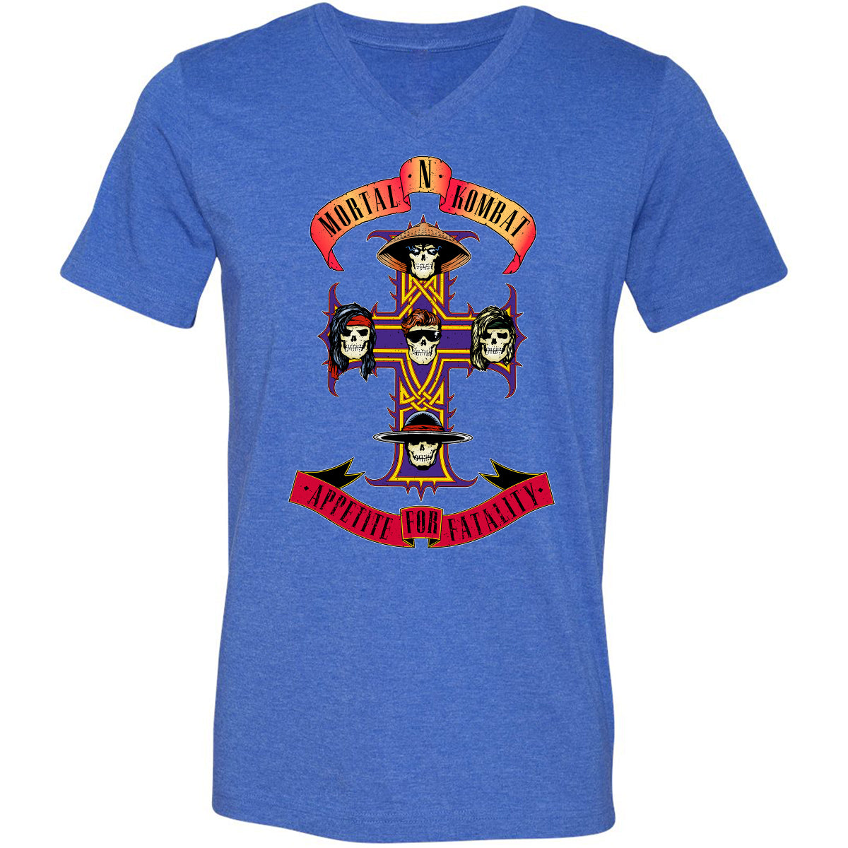 Unisex V-Neck T-Shirt - EB1QCC9P - Heather True Royal - 14