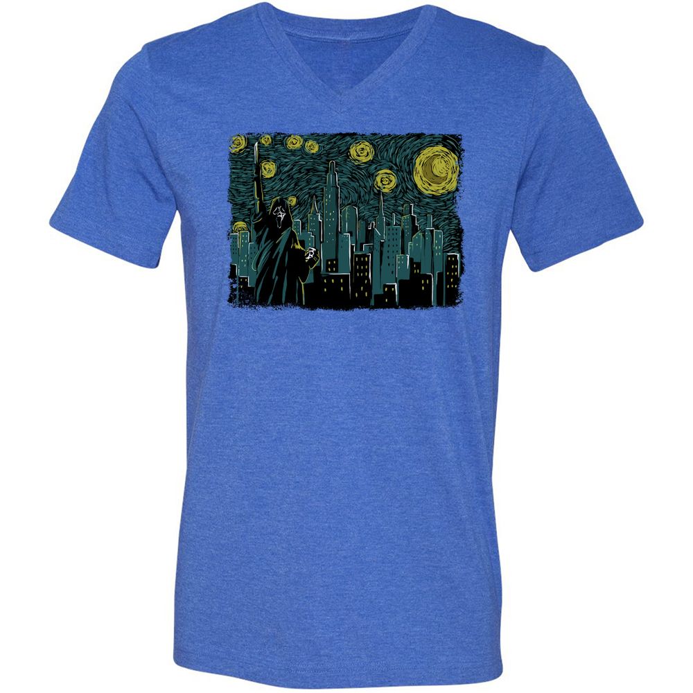 Unisex V-Neck T-Shirt - GDW94Q9B - Heather True Royal - 14