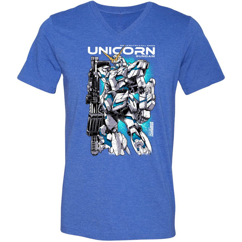 Unisex V-Neck T-Shirt - EEEMHEEJ - Heather True Royal - 14
