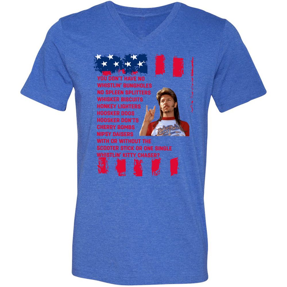 Unisex V-Neck T-Shirt - QSJZ3X14 - Heather True Royal - 14