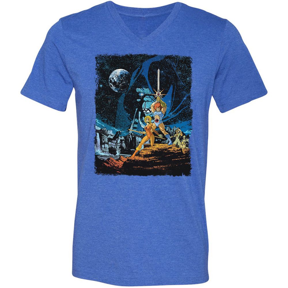Unisex V-Neck T-Shirt - 3J39DZBL - Heather True Royal - 14