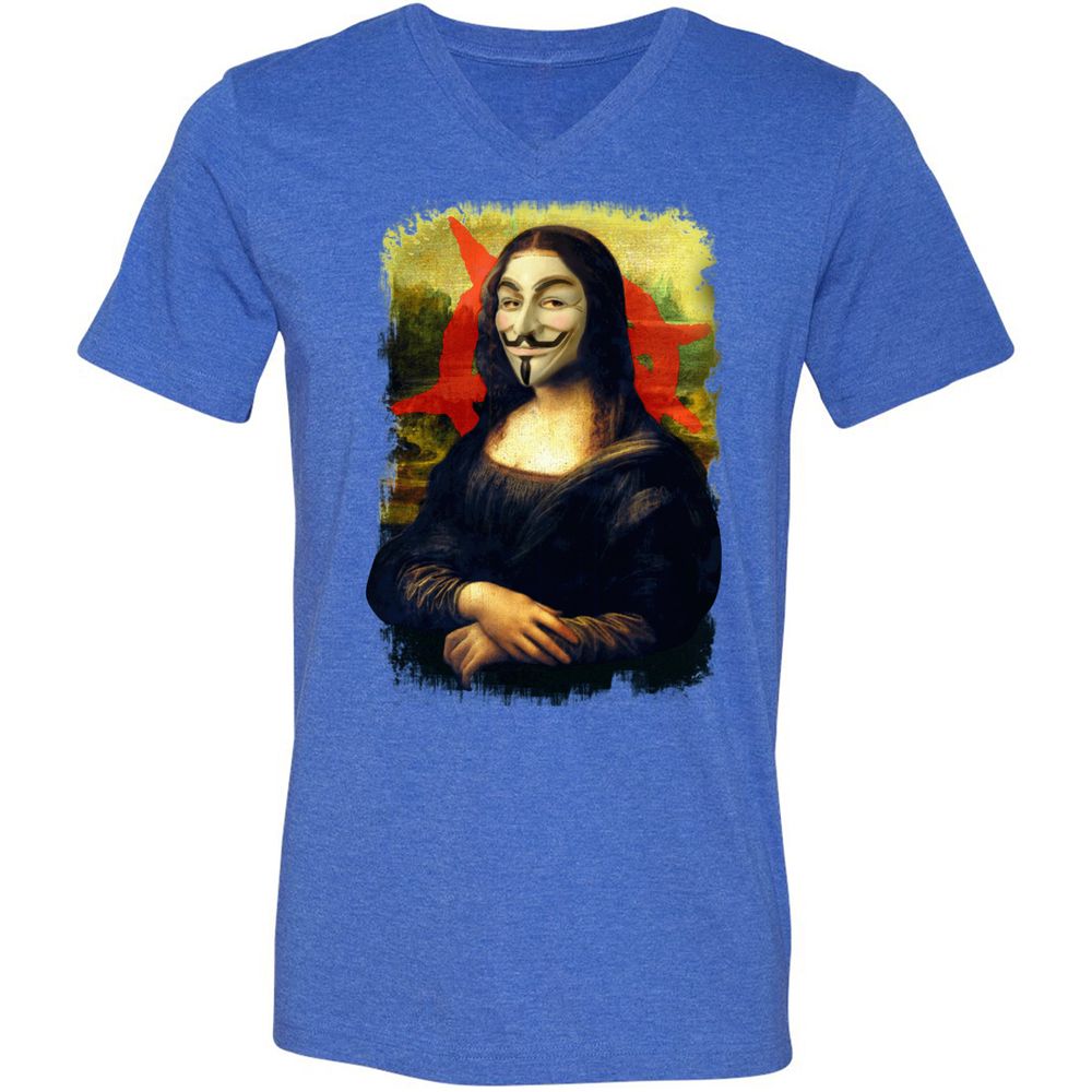 Unisex V-Neck T-Shirt - 85HE9J4U - Heather True Royal - 14