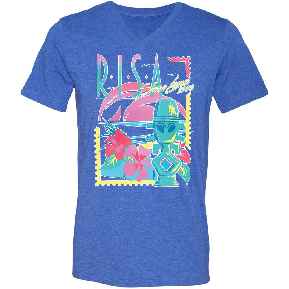 Unisex V-Neck T-Shirt - UJA6FPF9 - Heather True Royal - 14