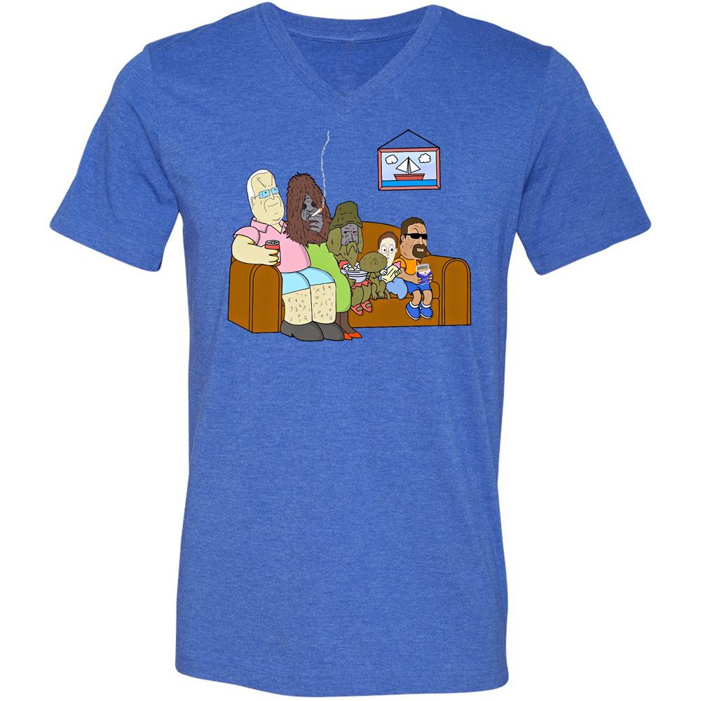 Unisex V-Neck T-Shirt - 4FZ2DKDU - Heather True Royal - 14
