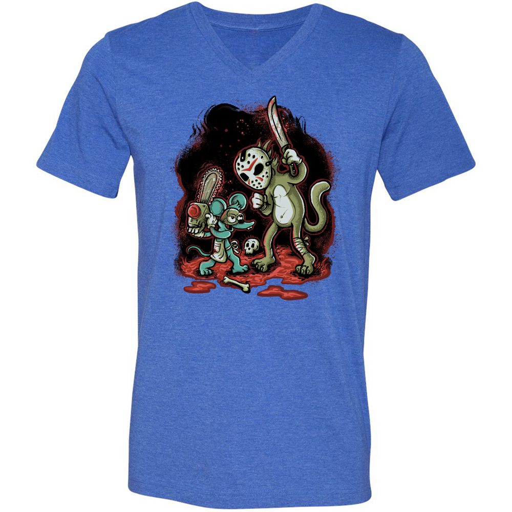 Unisex V-Neck T-Shirt - Y1M316Y4 - Heather True Royal - 14