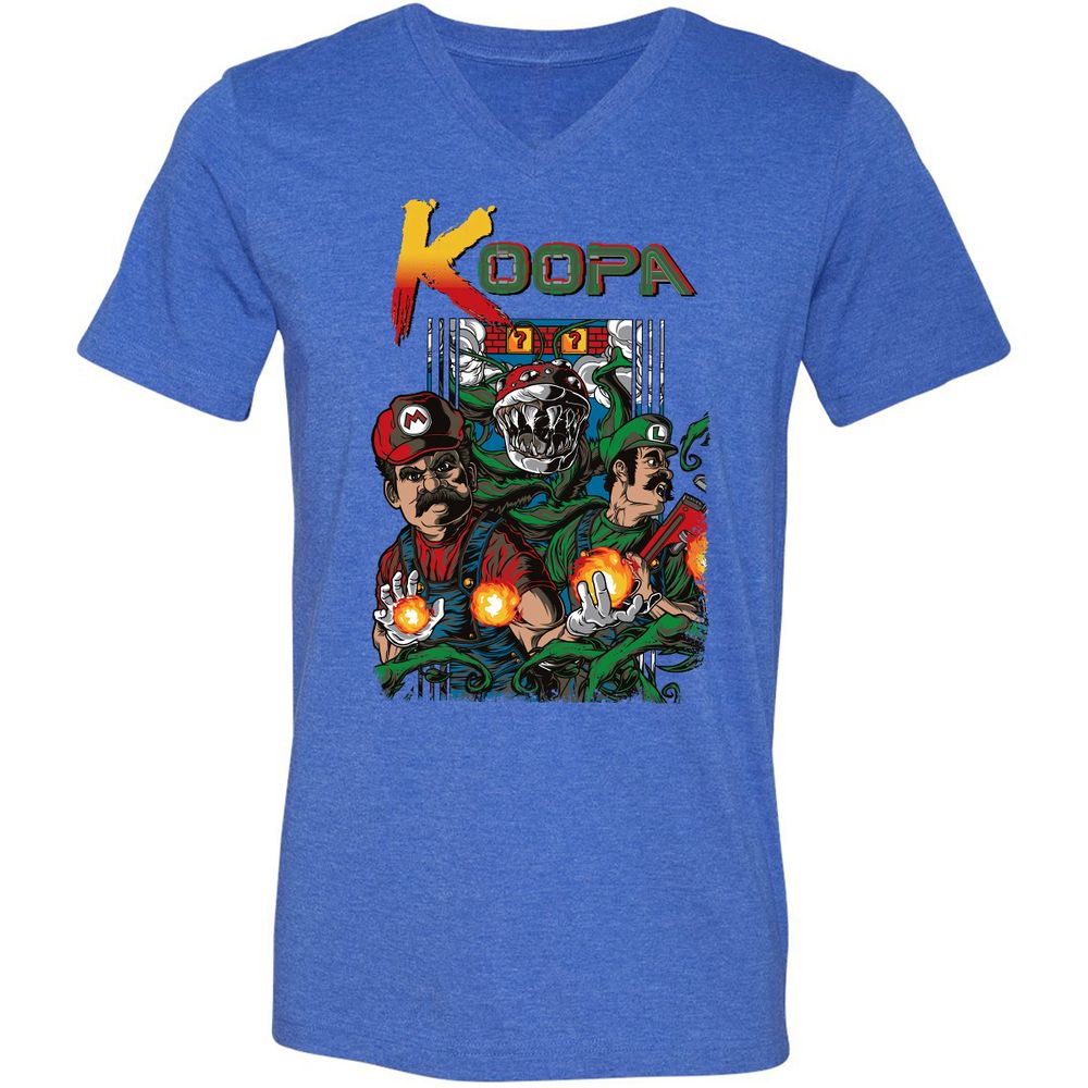 Unisex V-Neck T-Shirt - 6WBJA89B - Heather True Royal - 14