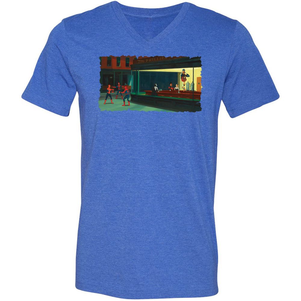 Unisex V-Neck T-Shirt - 7KHMLFJZ - Heather True Royal - 14