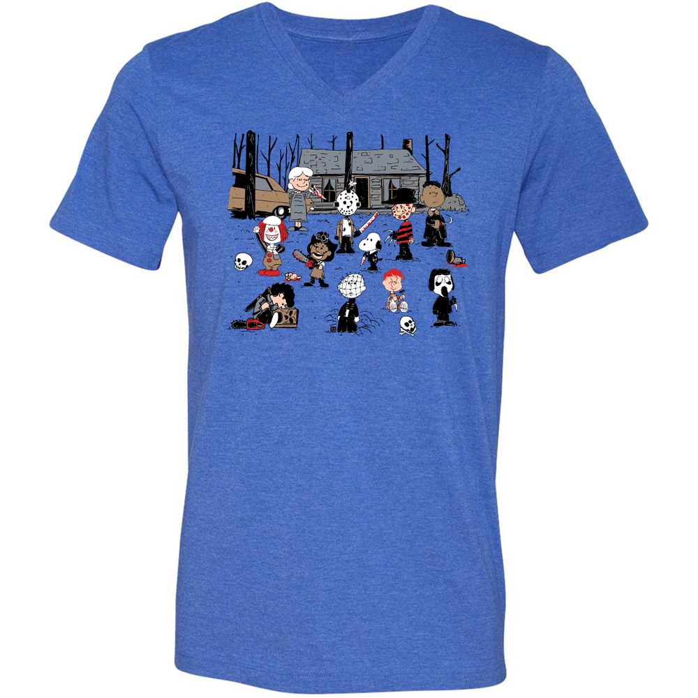 Unisex V-Neck T-Shirt - GV7X5B4P - Heather True Royal - 14