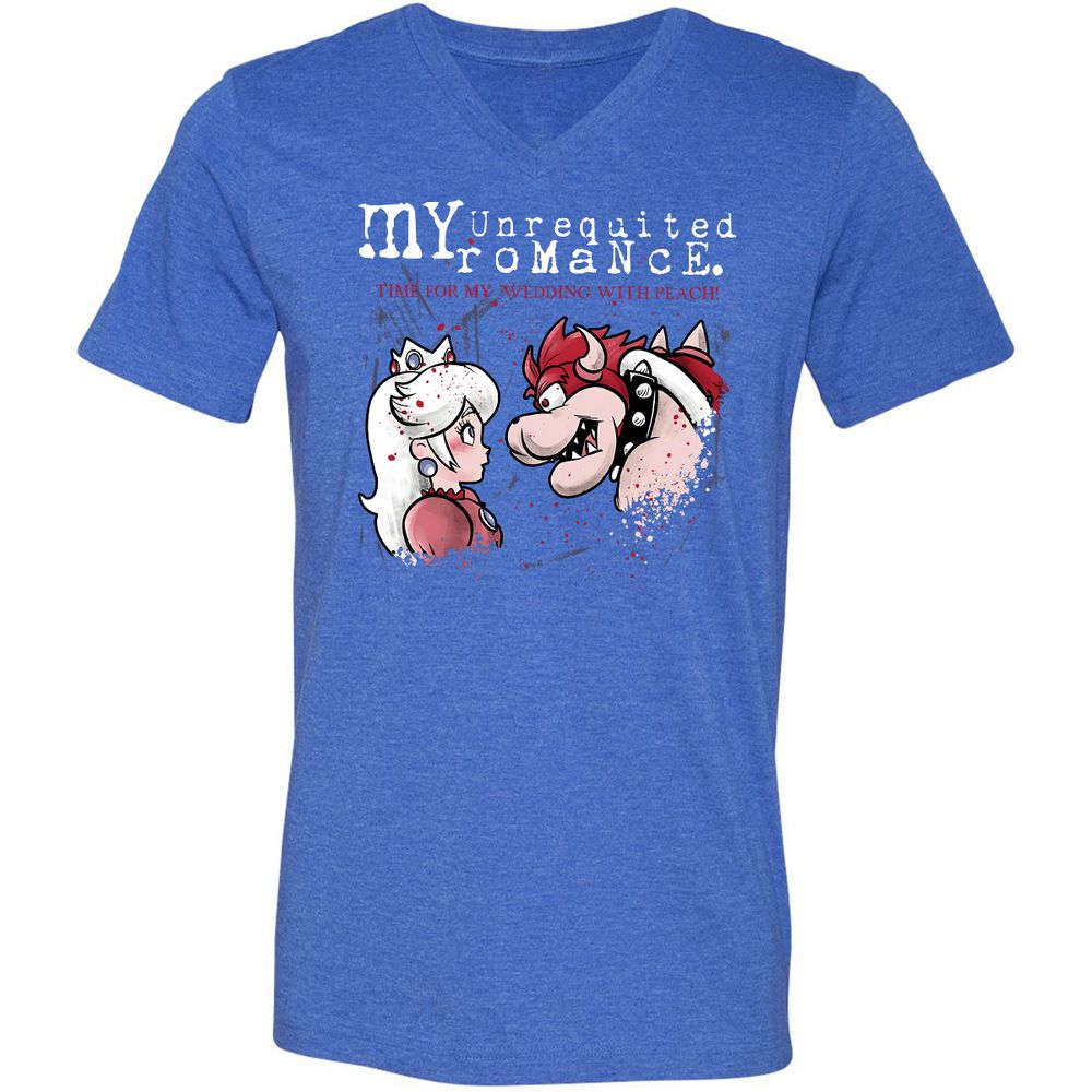 Unisex V-Neck T-Shirt - JVZPF9CR - Heather True Royal - 14