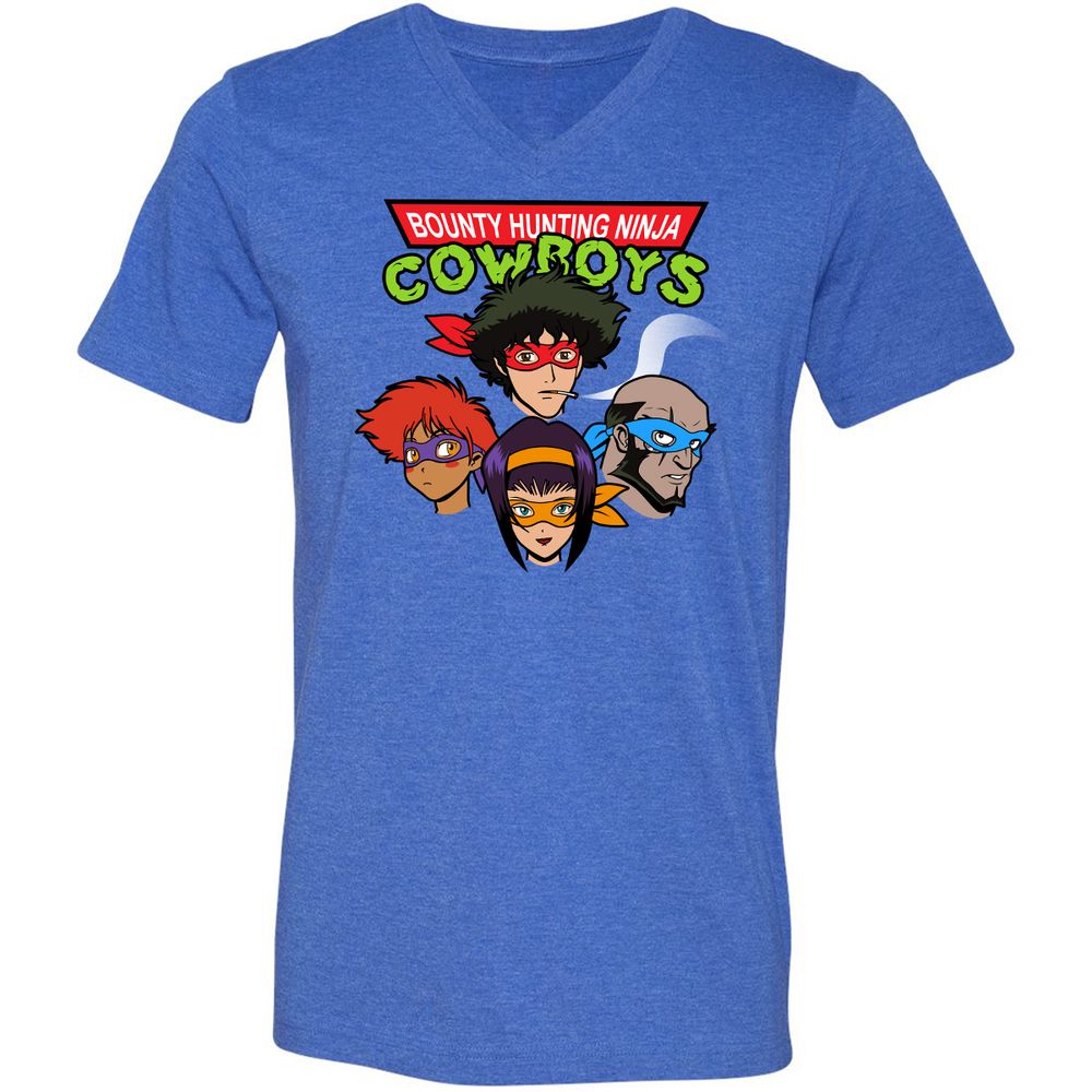 Unisex V-Neck T-Shirt - FNJLQGTT - Heather True Royal - 14