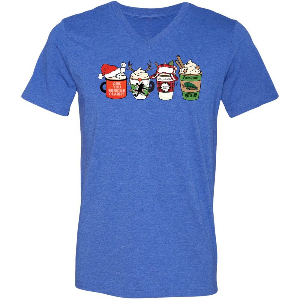 Unisex V-Neck T-Shirt - DUD7N2R2 - Heather True Royal - 14