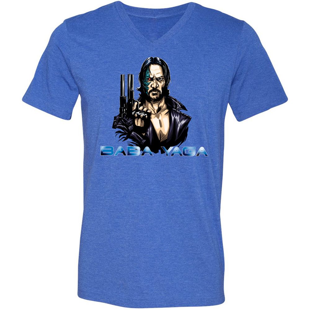 Unisex V-Neck T-Shirt - F3FKQY1T - Heather True Royal - 14