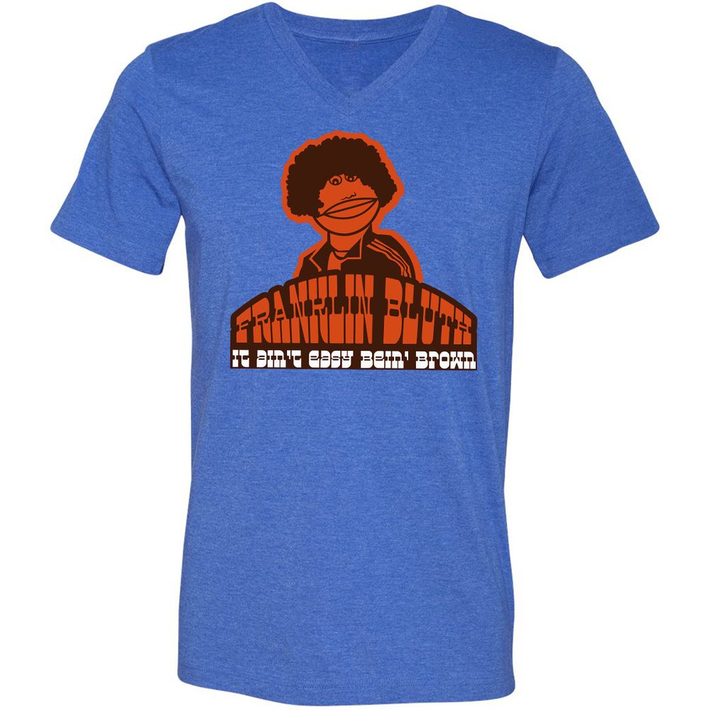 Unisex V-Neck T-Shirt - 4S9AVNBX - Heather True Royal - 14