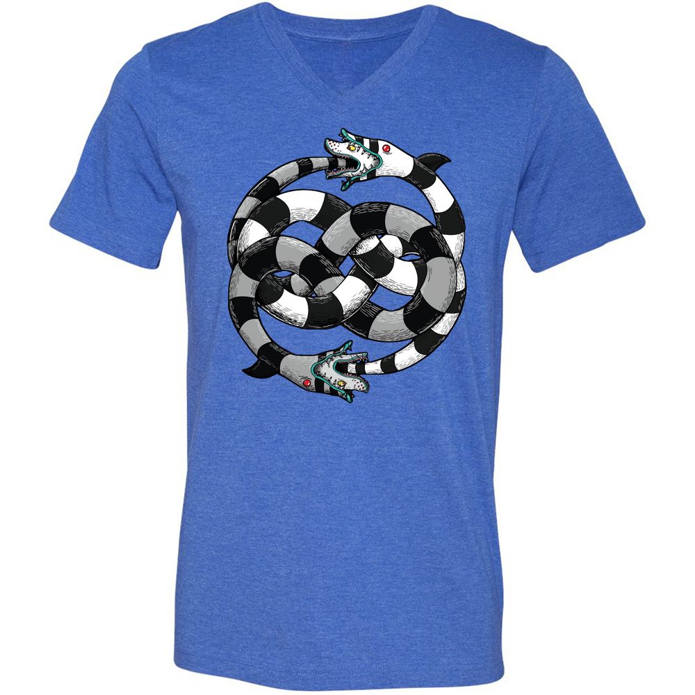 Unisex V-Neck T-Shirt - UXD4TBTZ - Heather True Royal - 14